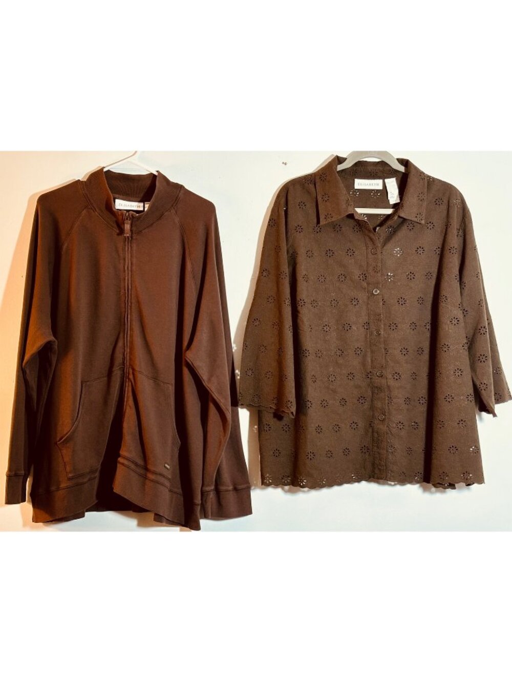 ELISABETH for LIZ CLAIBORNE Brown Zip-Up Sweat Tracksuit Jacket Size 3x